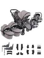 Peach 8 Porcini Pushchair and Carrycot - Twin 360 Car Seat Combo