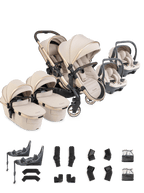 Peach 8 Biscotti Pushchair and Carrycot - Twin 360 Car Seat Combo