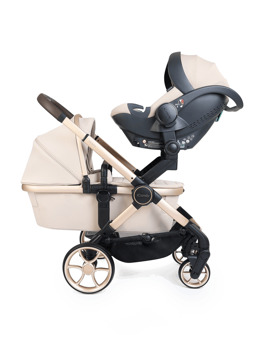 Peach 8 Biscotti Pushchair and Carrycot - Twin 360 Car Seat Combo