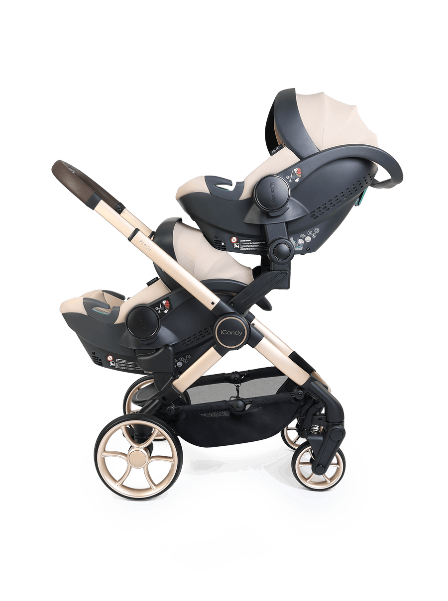 Peach 8 Biscotti Pushchair and Carrycot - Twin 360 Car Seat Combo