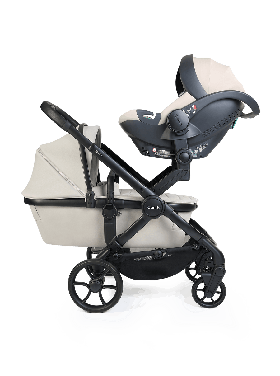 Peach 8 Taupe Pushchair and Carrycot - Twin 360 Car Seat Combo