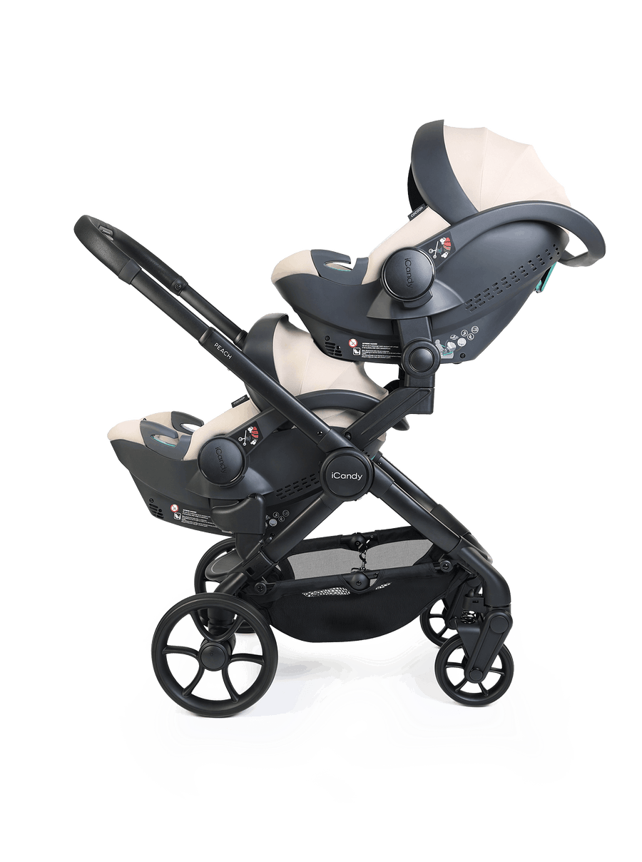 Peach 8 Taupe Pushchair and Carrycot - Twin 360 Car Seat Combo