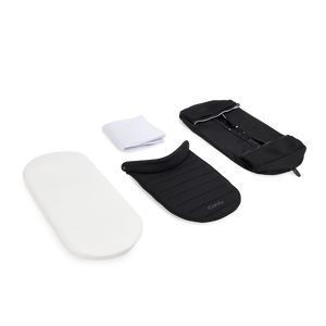 Peach 8 Black Carrycot Fabric Set (Carrycot, Liner, Baseboard, Apron)