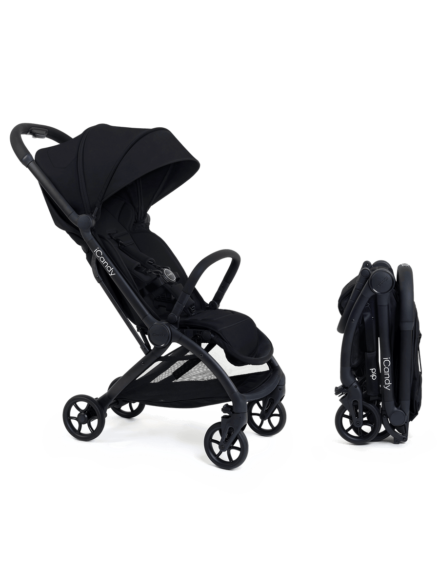 Pip Pushchair Black | Compact Travel Stroller, 7kg
