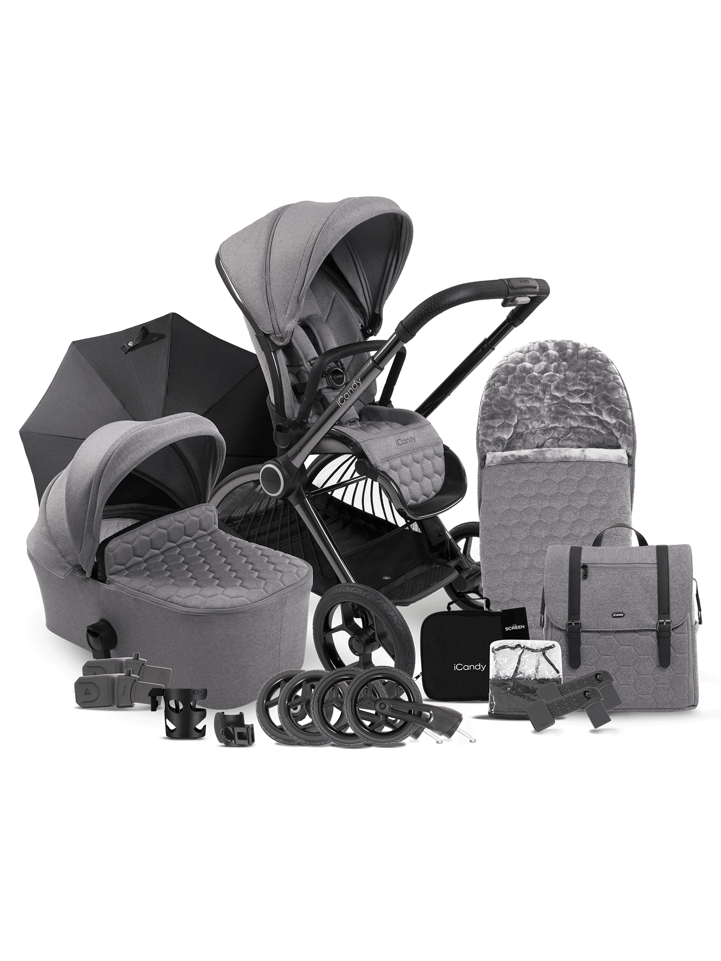 Kandy Core Core Pushchair & Carrycot Bundle in Light Grey - iCandy – iCandy World