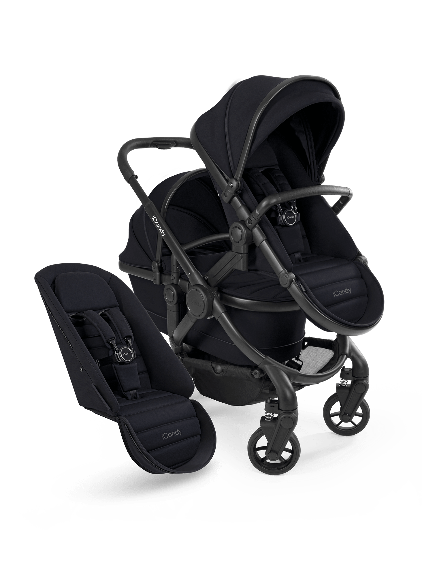 Peach 7 Black Pushchair and Carrycot - Double