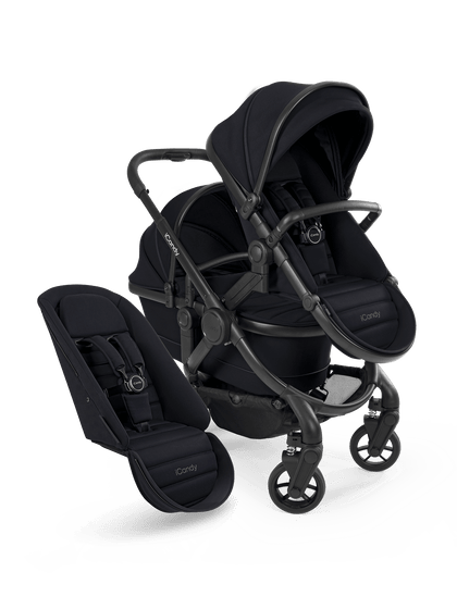 Peach 7 Black Pushchair and Carrycot - Double