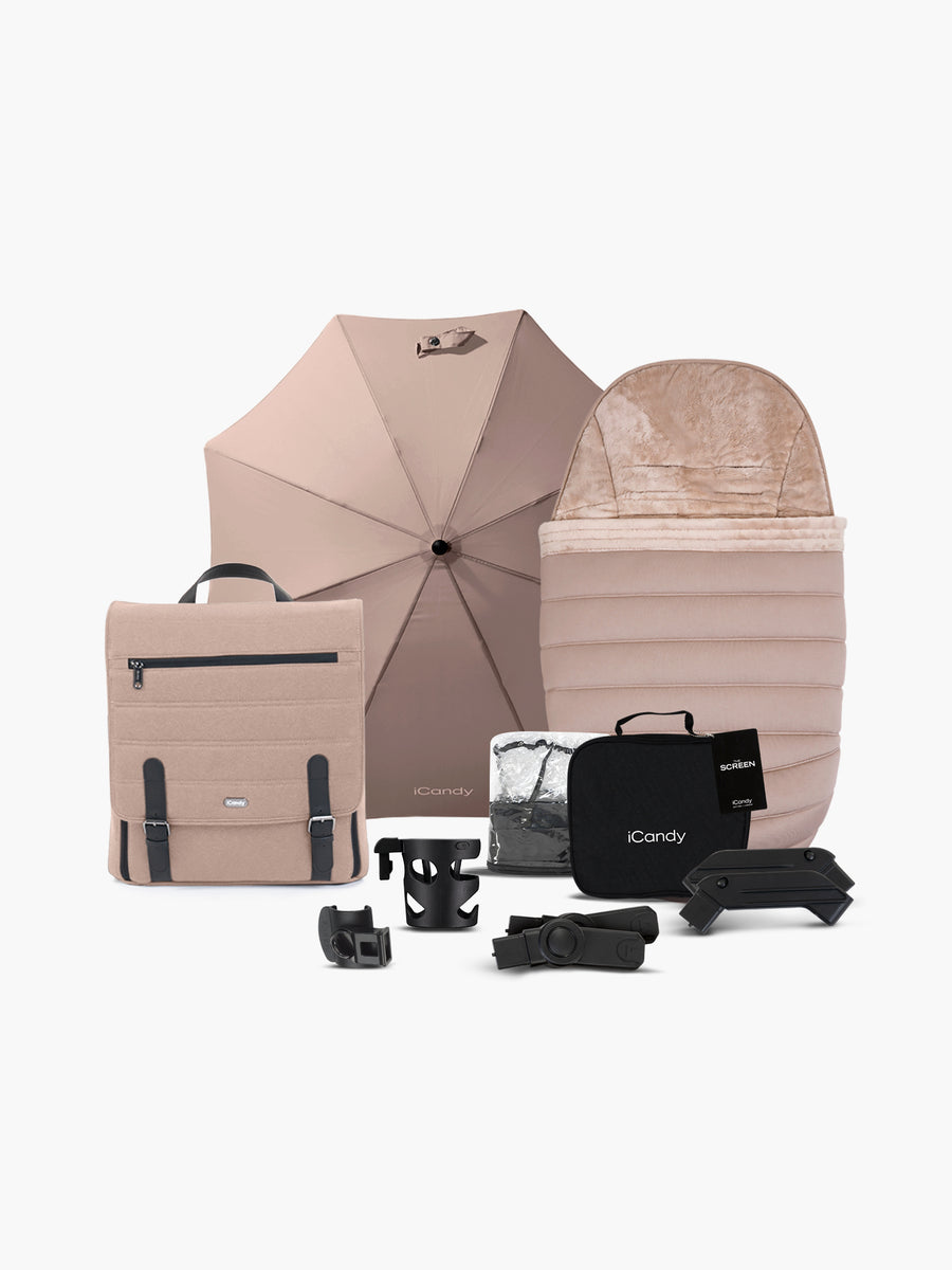 Peach 7 Cookie Pushchair and Carrycot - Car Seat Bundle