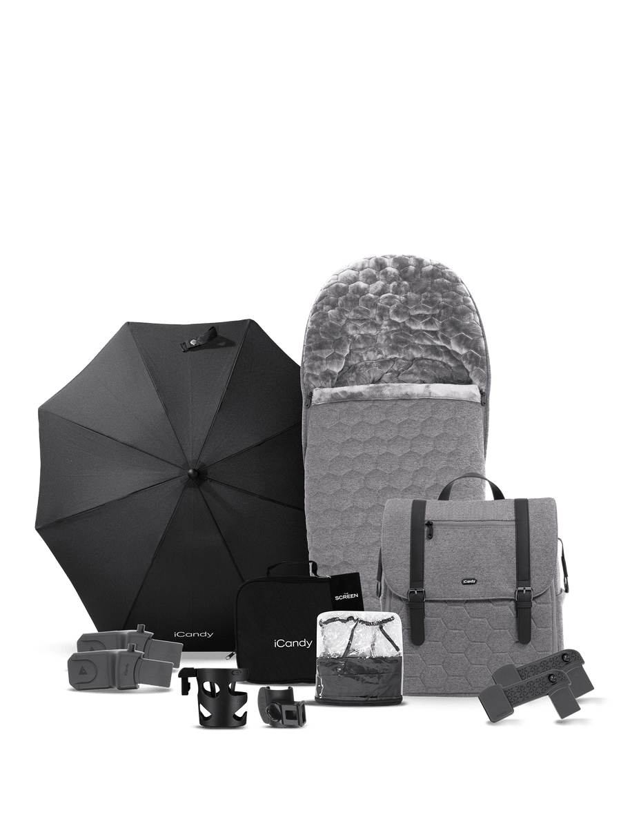 Core Light Grey Pushchair and Carrycot - Car Seat Bundle