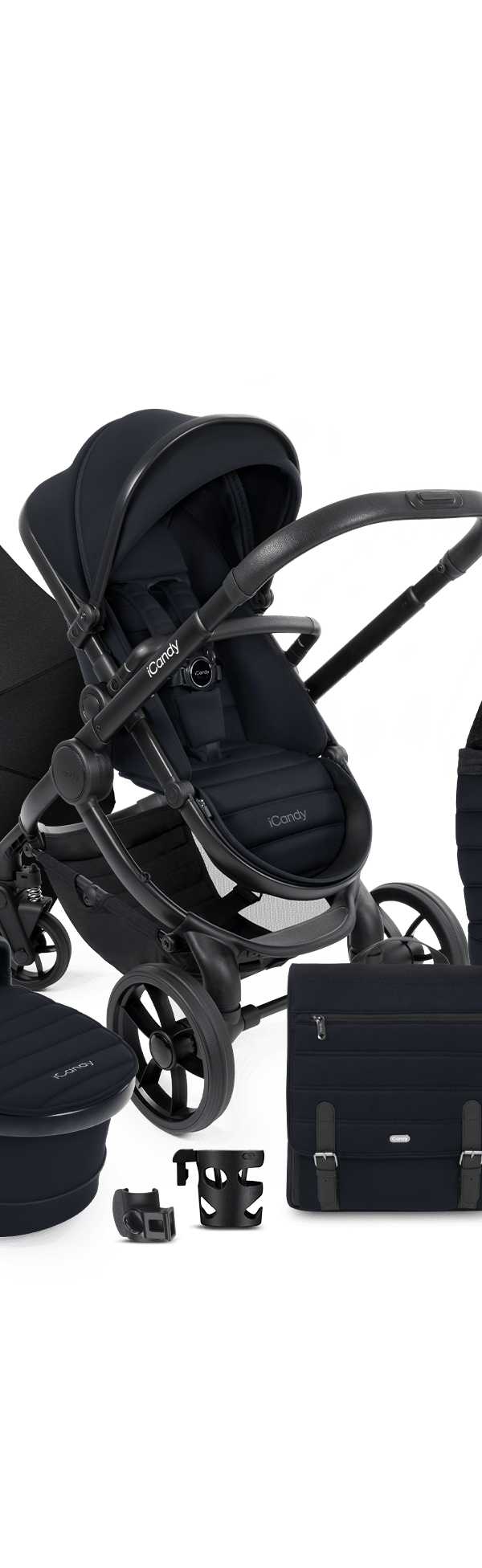 Peach 7 Black Pushchair and Carrycot - Complete Bundle