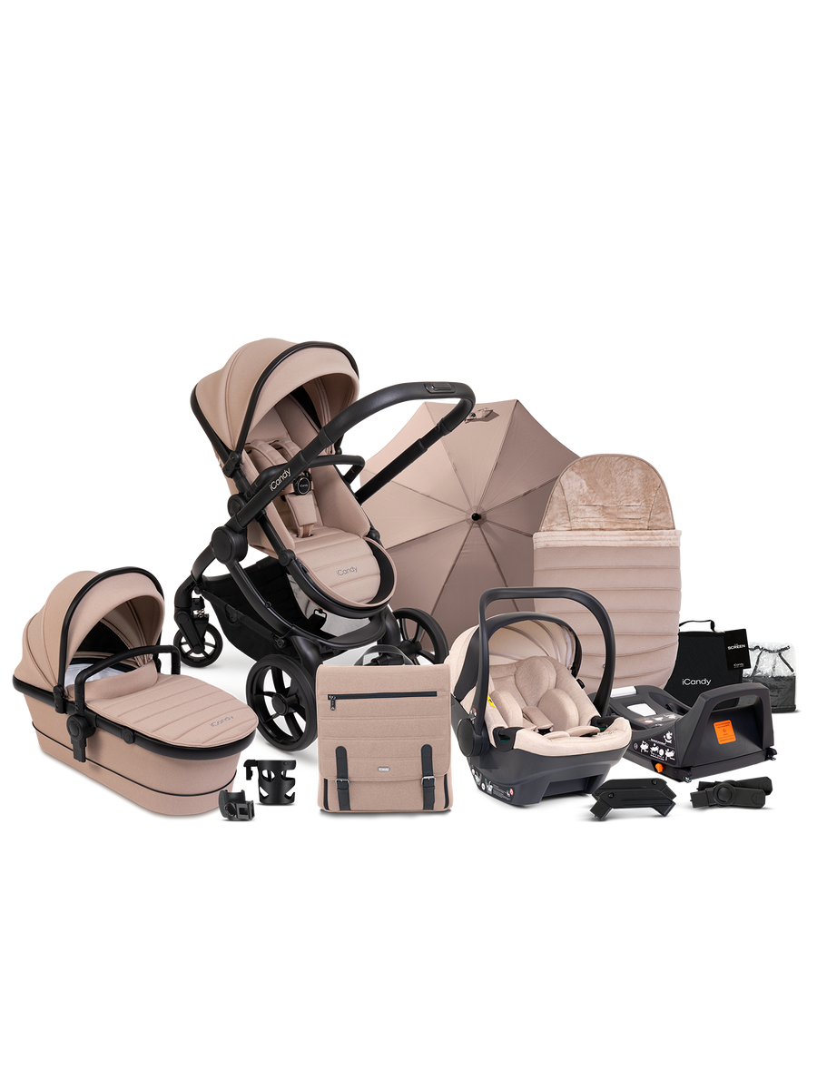 Peach 7 Cookie Pushchair and Carrycot - Car Seat Bundle