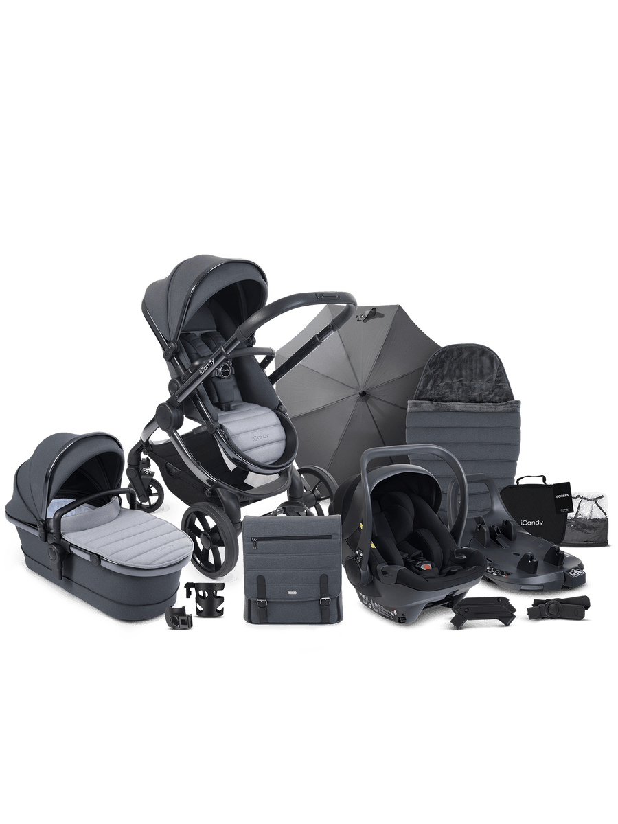 Peach 7 Truffle Pushchair and Carrycot - 360 Car Seat Bundle