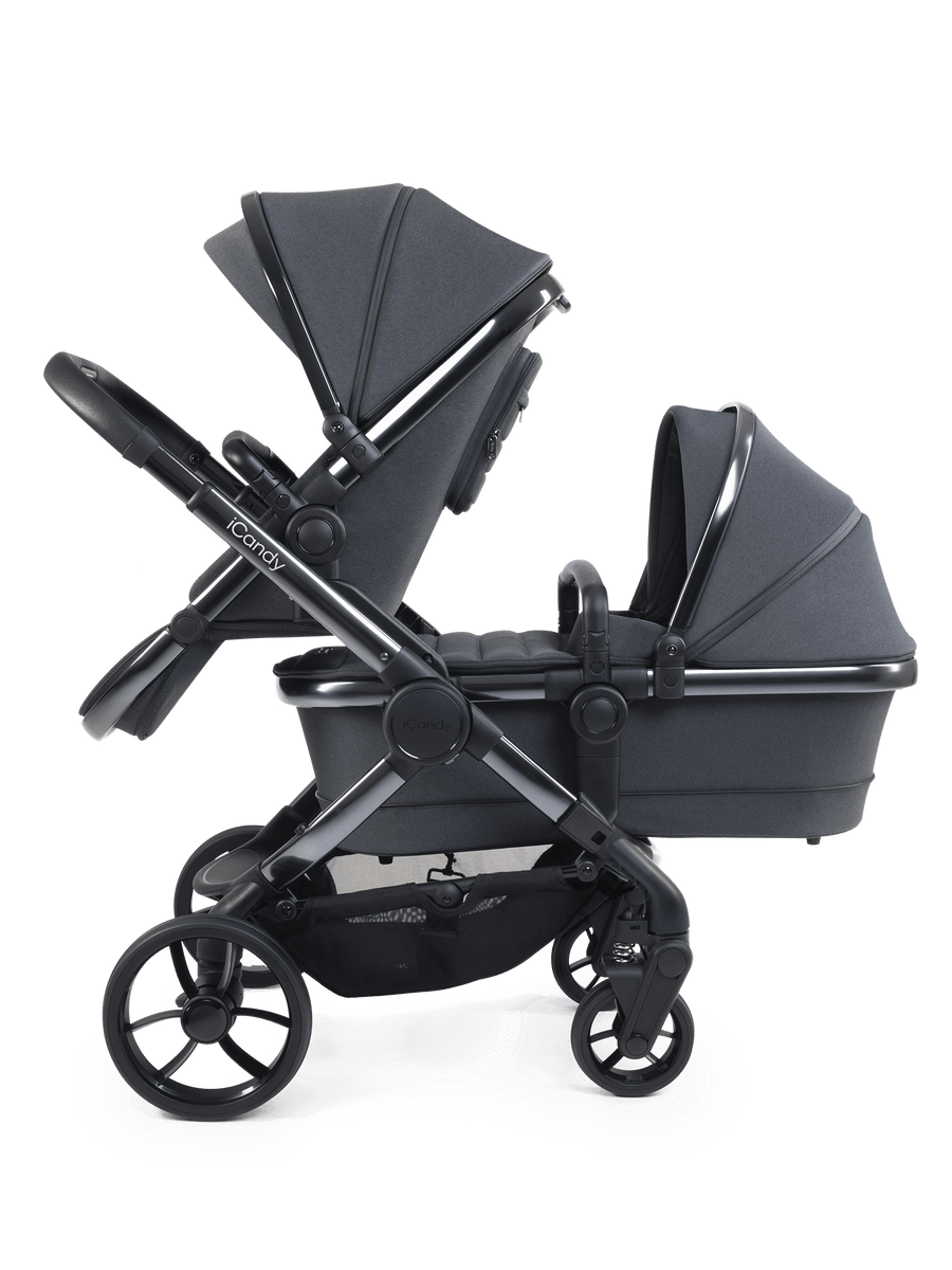 Peach 7 Dark Grey Pushchair and Carrycot - Double