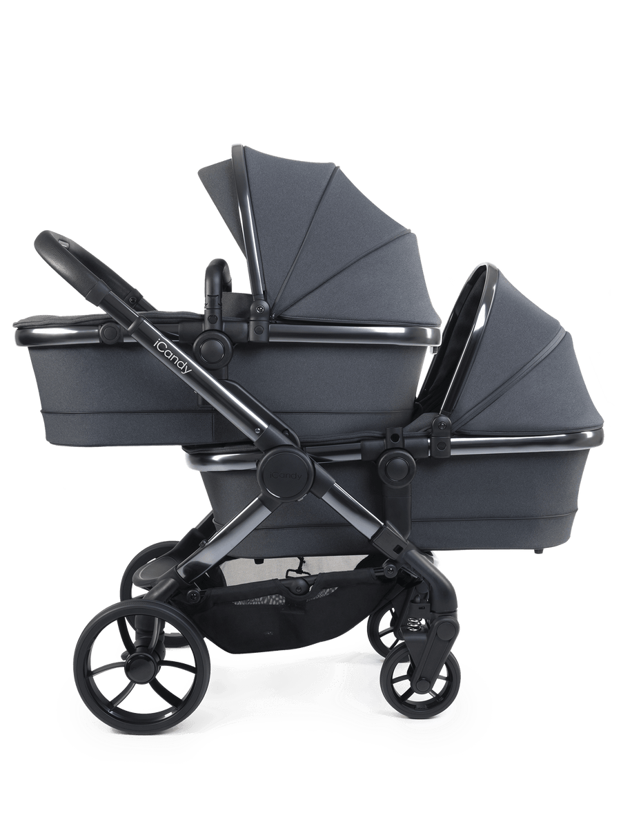 Peach 7 Dark Grey Pushchair and Carrycot - Twin