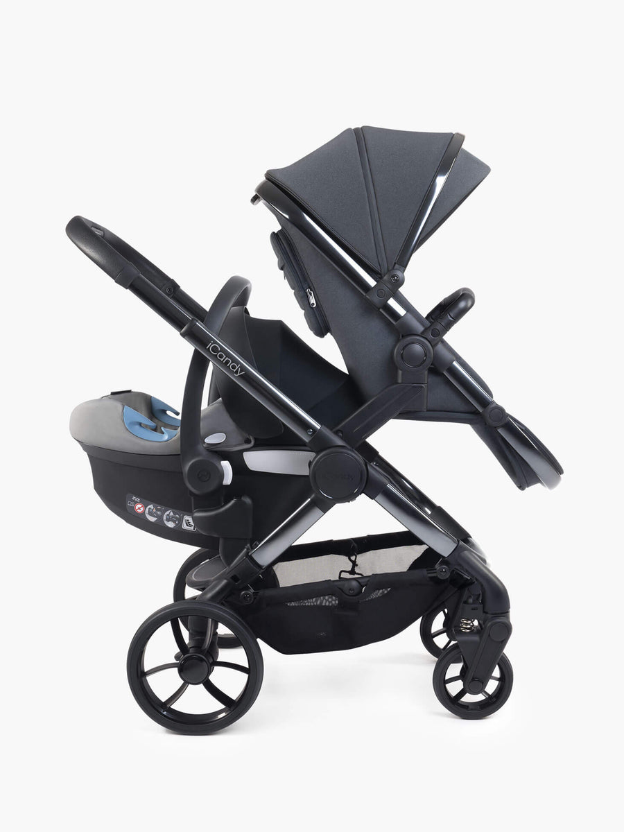Peach 7 Dark Grey Pushchair and Carrycot - Double