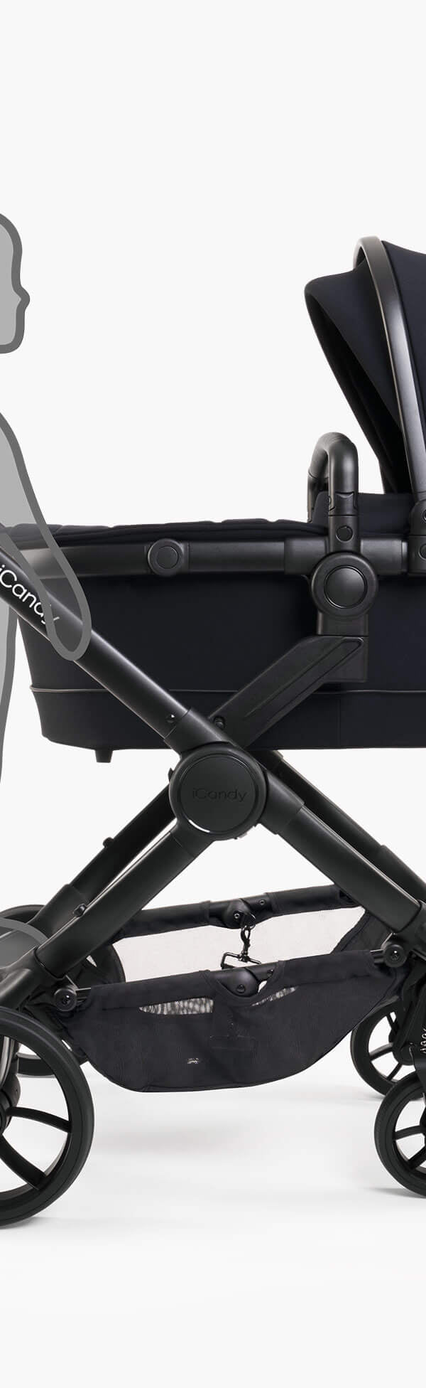 Peach 7 Black Pushchair and Carrycot - Complete Bundle