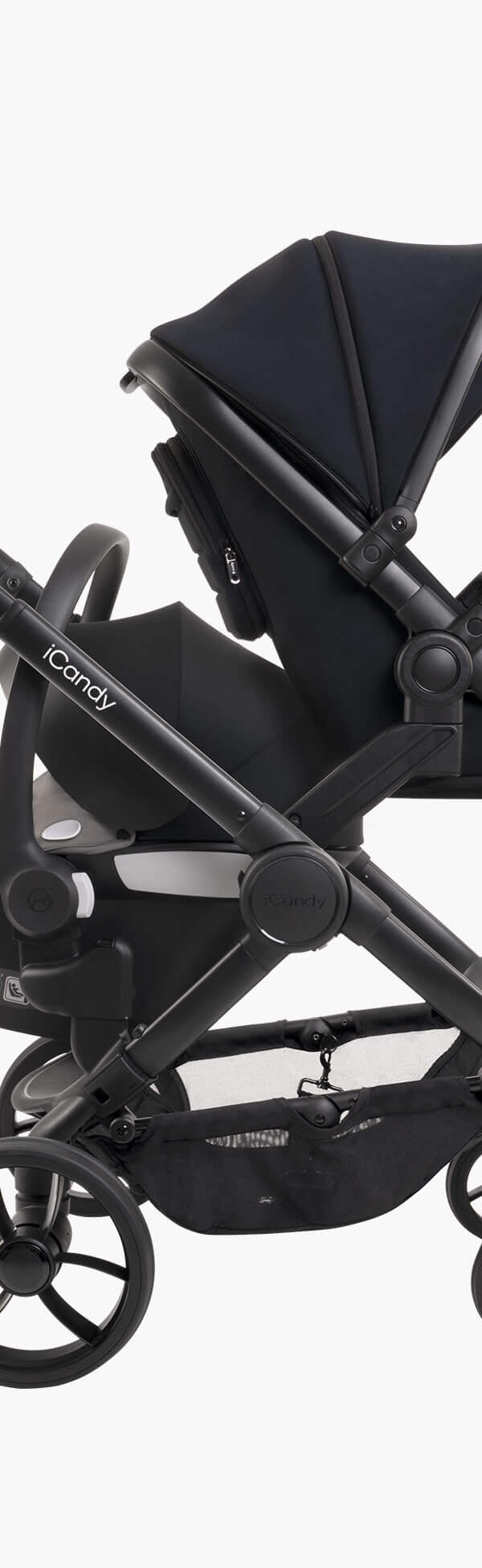 Peach 7 Black Pushchair and Carrycot - Double