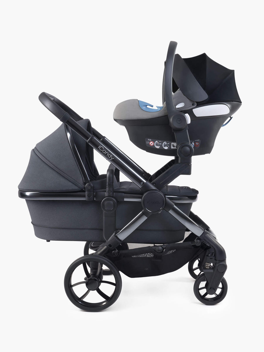 Peach 7 Dark Grey Pushchair and Carrycot - Twin