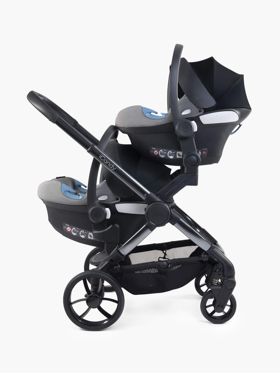 Peach 7 Dark Grey Pushchair and Carrycot - Twin