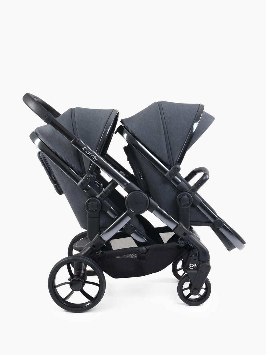 Peach 7 Dark Grey Pushchair and Carrycot - Twin