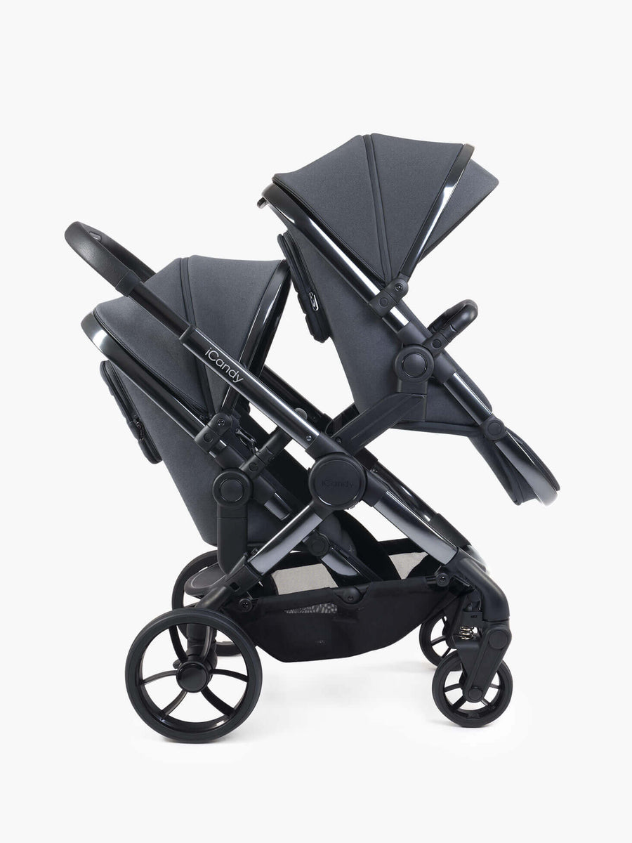 Peach 7 Dark Grey Pushchair and Carrycot - Twin
