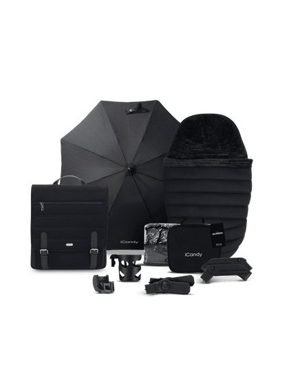 Peach 7 Black Pushchair and Carrycot - Complete Bundle